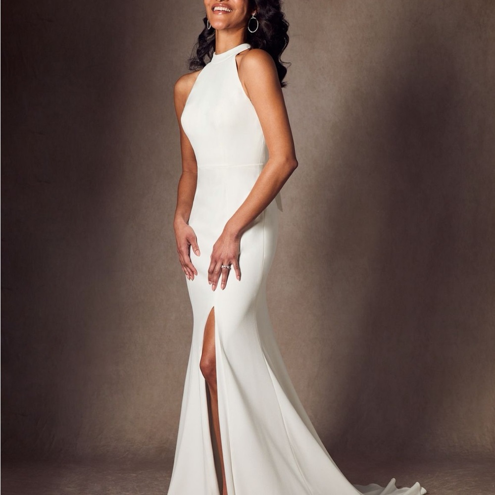 Azazie Elegant White Halter Gown